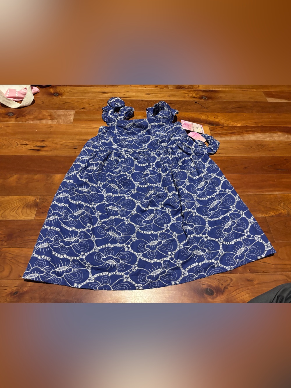 Girls Blue Floral Sundress with Ruffle Straps